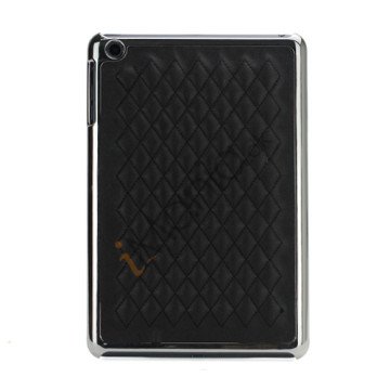 Læder Coated Rhombus Mønstret Snap-On Hard Case til iPad Mini - Sort