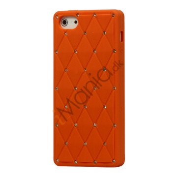 Glitter Smykkesten Indlagt Silikone Cover Case til iPhone 5 - Orange