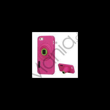 3D-kamera Blød Silikone Stand Case iPhone 5 cover - Rose