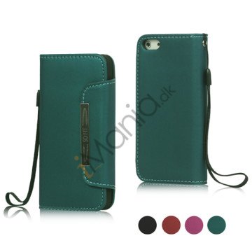 Magnetisk PU Læder Tegnebog Case Cover med Wristlet Strap til iPhone 5