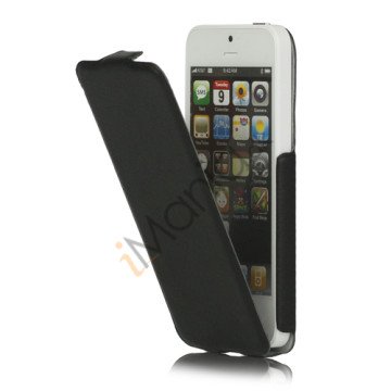 Lodret PU Læder Cover Case til iPhone 5