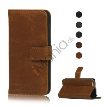 Magnetisk PU Leather Wallet Case Cover med Holder til iPhone 5