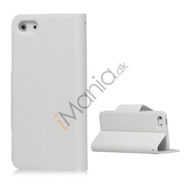 Magnetisk Mat Læder Kreditkort Wallet Stand Case iPhone 5 cover - Hvid