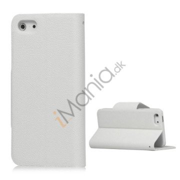 Magnetisk Mat Læder Kreditkort Wallet Stand Case iPhone 5 cover - Hvid