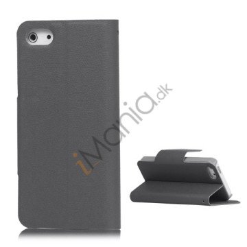 Magnetisk Mat Læder Kreditkort Wallet Stand Case iPhone 5 cover - Grå