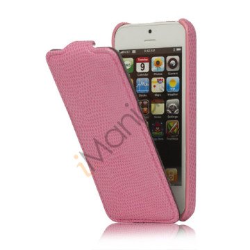 Lodret Slange Skin Læder Flip Case iPhone 5 cover