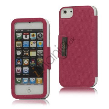 Folio Style PU Læder Magnetisk Case iPhone 5 cover - Rose