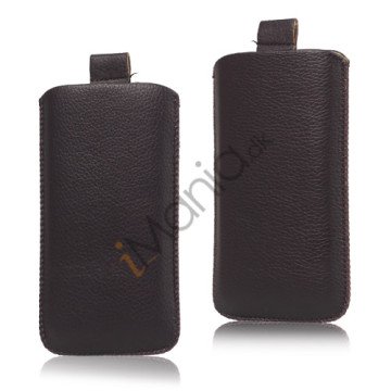 Lychee Pull Up Tab Etui Case iPhone 5 cover - Mørk Lilla