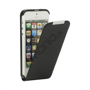 Lodret PU Leather Flip Case iPhone 5 cover - Sort