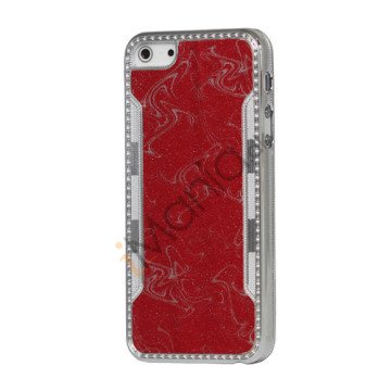 Stilfuld glitrende Powder Læder Coated Hard Case til iPhone 5 - Rød