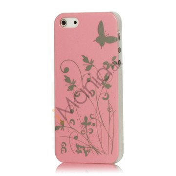 Sommerfugl Blomster Hard Case til iPhone 5 - Pink