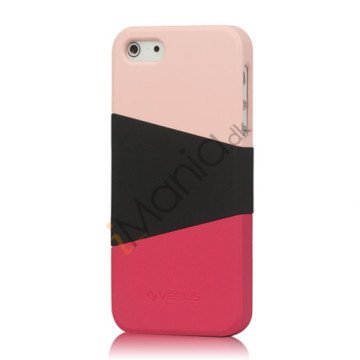 Farvelagt Triplex Slide Hard Plastic Cover Case til iPhone 5 - Pink