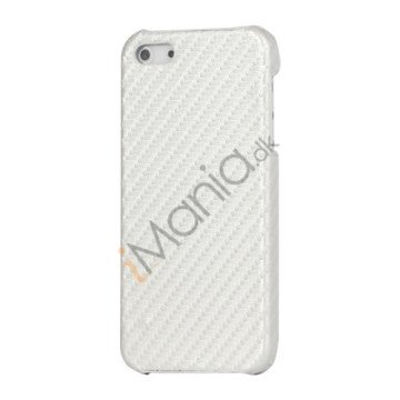 Carbon Fibre Læder Coated Hard Case til iPhone 5 - Hvid