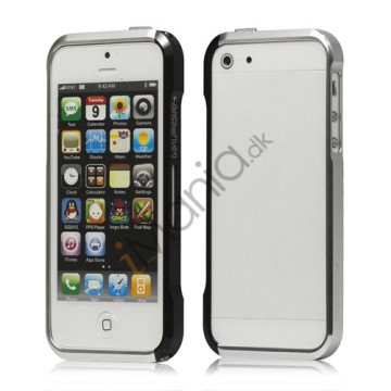 Luksus Aluminium Metal Bumper Ramme Case til iPhone 5 og 5S - Silver / Sort