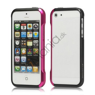 Luksus Aluminum Metal Bumper Ramme Case til iPhone 5 og 5S - Rose / Sort