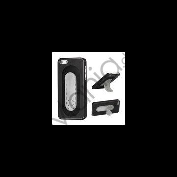 Børstet Metal & Plastic Combo Stand Case iPhone 5 cover - Sort