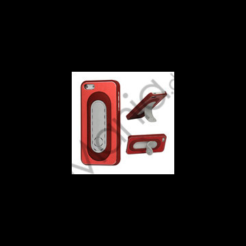 Børstet Metal & Plastic Combo Stand Case iPhone 5 cover - Red