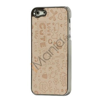 Tegneserie Graffiti Læder Coated Hard Case til iPhone 5 - Pink