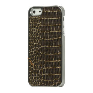 Krokodille Leather Skin Metalbelagt Hard Case iPhone 5 cover - Brun