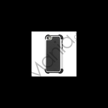 Lodrette striber Silikone og Plastic Hybrid Case til iPhone 5 - Sort / Hvid