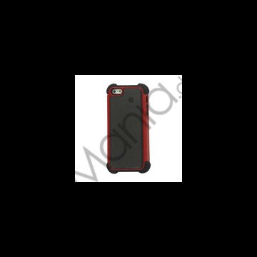 Lodrette striber Platic og Silikone Hybird Case til iPhone 5 - Sort / Red