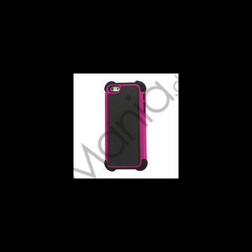 Lodrette striber Plastic og Silikone Hybrid Case til iPhone 5 - Sort / Rose