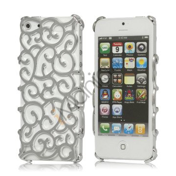 Hollow Palace Blomster Mønster Metalbelagt Hard Case iPhone 5 cover - Sølv