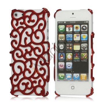 Hollow Palace Blomster Mønster Metalbelagt Hard Case iPhone 5 cover - Rød