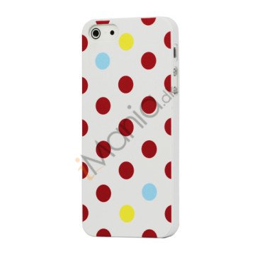 Farvet Polkaprik Hard Case iPhone 5 cover - Hvid