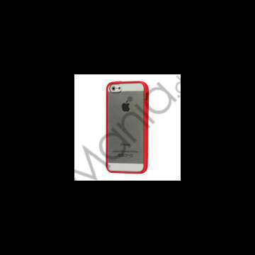 TPU Bumper Ramme Clear Transparent Plastic Combo Beskyttelses Case til iPhone 5 - Red