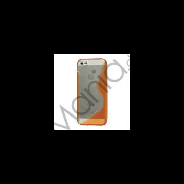 Populært S-line Plastic & TPU Combo Cover Case til iPhone 5 - Transparent / Orange