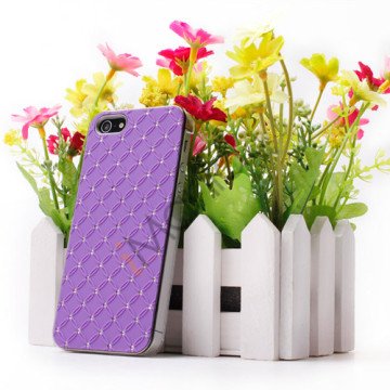 Checkered Skinnende Diamante Case iPhone 5 cover - Lilla