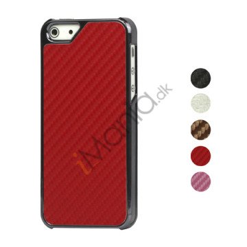 Carbon Fiber Læder Coated Plating Hard Case til iPhone 5