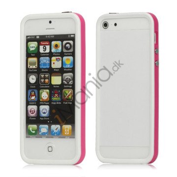 Plastic & TPU Hybrid Bumper Ramme Case til iPhone 5 - Rose / Hvid