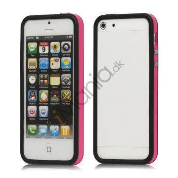 Plastic & TPU Hybrid Bumper Ramme Case til iPhone 5 - Rose / Sort