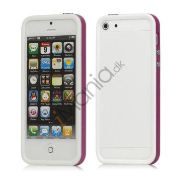 Plastic & TPU Hybrid Bumper Ramme Case til iPhone 5 - Lilla / Hvid