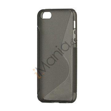 S Formet TPU Gele Case Cover til iPhone 5 - Grå