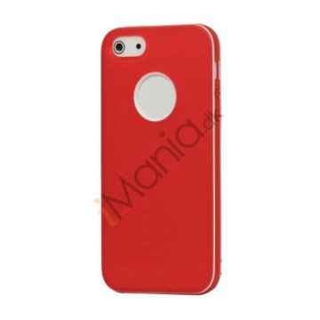 Hvid-kantede Frosted Gel TPU Case iPhone 5 cover - Rød