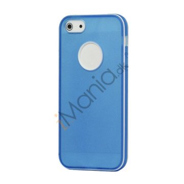 Hvid-kantede Frosted Gel TPU Case iPhone 5 cover - Baby Blå