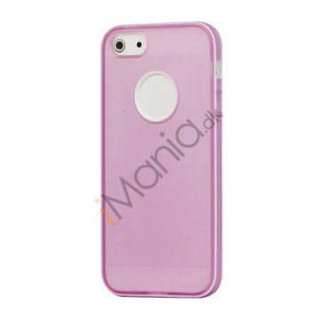 Hvid-kantede Frosted Gel TPU Case iPhone 5 cover - Lilla