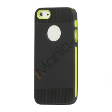 To-tone iPhone 5 TPU Gel Case Cover med Round Cutout - Sort / Gul