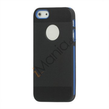 To-tone Gel TPU Case Cover med Round Cutout til iPhone 5 - Sort / Blå