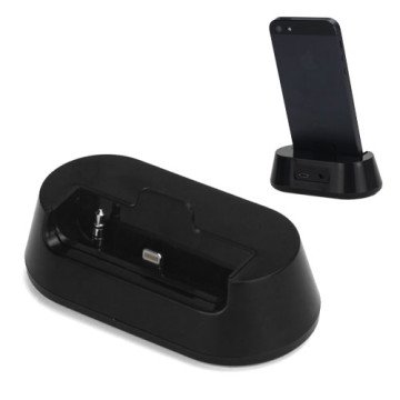 Micro USB til 8 pin dockingstation / lader med 3,5 mm Audio Line Out til iPhone 5 - Sort