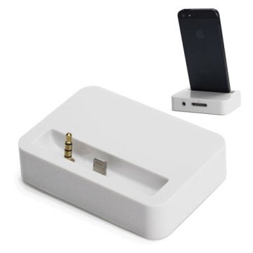 Lightning til 30-Pin oplader Dock Station med 3,5 mm Line til Apple iPhone 5