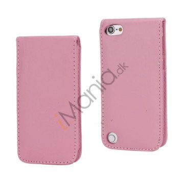 Lodret Magnetisk Flip Læderetui Cover til iPod Touch 5 med Kreditkortholdere - Pink