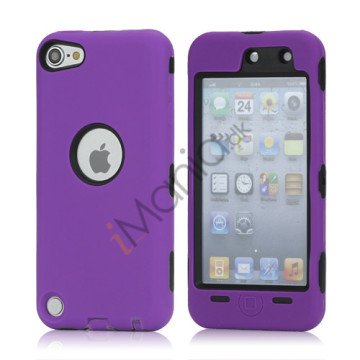 Snap-on Plastic og silikone Combo Defender taske til iPod Touch 5 - Sort / Lilla