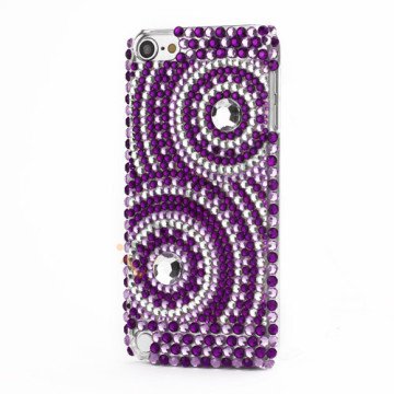 Glitter Case Lilla og Crystal Cirkler Hard Back til iPod Touch 5