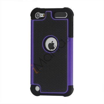 Fodbold Grain Combo Silikone og plast Hard Defender Case til iPod Touch 5 - Sort / Lilla