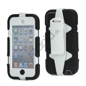 Ekstremt holdbart Hybrid Hard Case til iPod Touch 5 med Belt Clip - Hvid / Sort