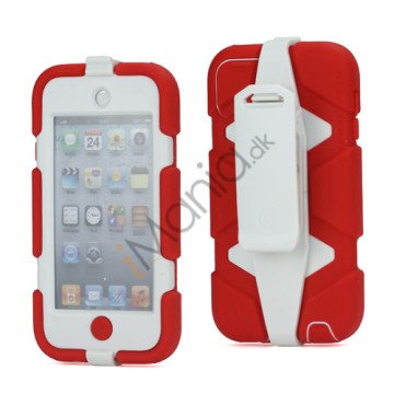 Ekstremt holdbart Hybrid Hard Case til iPod Touch 5 med Belt Clip - Hvid / Rød